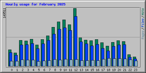 Hourly usage for February 2025